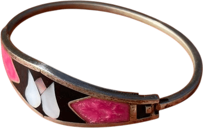 Vintage Abalone Enamel Cuff Bracelet