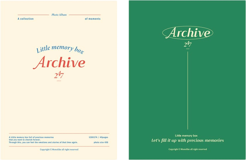 Monolike Archive Little Memory Box 2P A SET - Photo Album, Photo Book, Pocket Album, Design Album