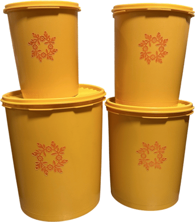 1970s Tupperware Harvest Orange Canister Set