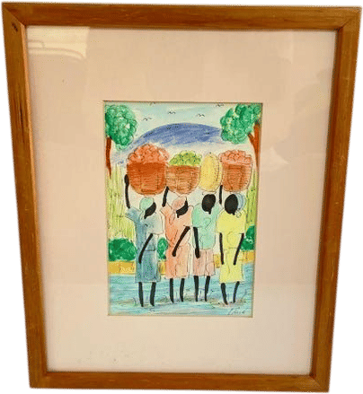 Vintage Signed Kirk Watercolor Folk Art Painting