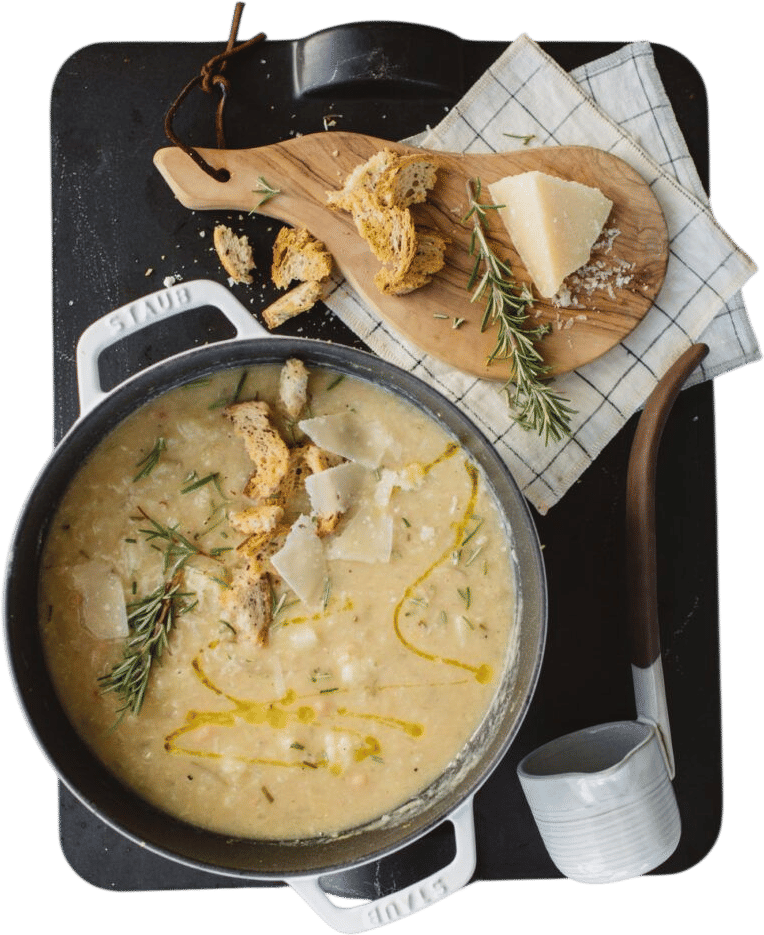 Roasted Cauliflower & White Bean Soup with Rosemary