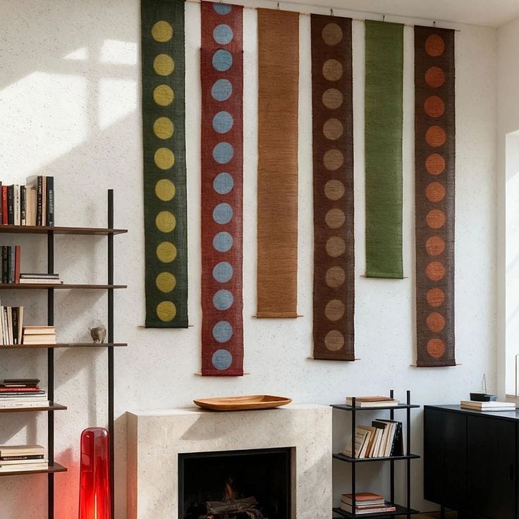 Handmade Ramie Noren Curtain - Plant-dyed Polka Dot