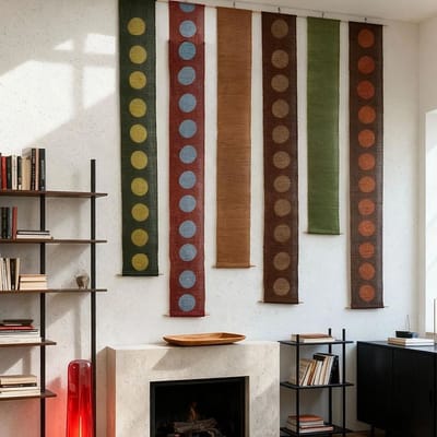 Handmade Ramie Noren Curtain - Plant-dyed Polka Dot