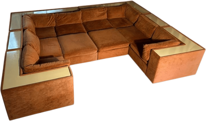 Outstanding 8 Piece Milo Baughman Thayer Coggin Cube Sectional Sofa Mid-Century