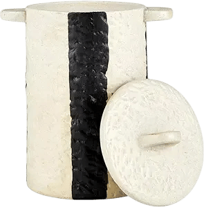 47th & Main Ceramic Canister for Countertop Kitchen Canister with Lid, 3.25"Dia x 4.75"W x 6"H Striped