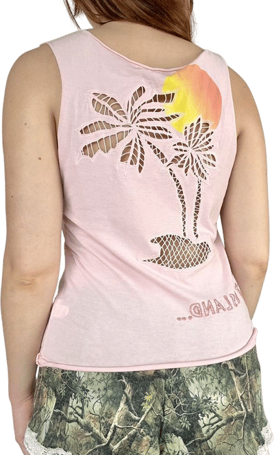 Unique Vintage Palm Tree Cut-Out Tank Top