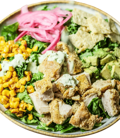 Crispy Chicken Salad with Poblano Ranch Dressing