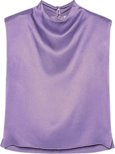 top with a funnel neck in satin envers