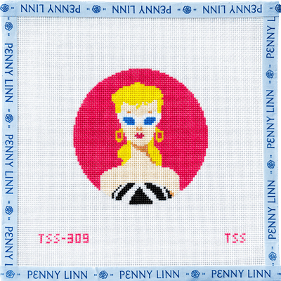 The Sassy Stitcher Retro Blonde Round Needlepoint Canvas