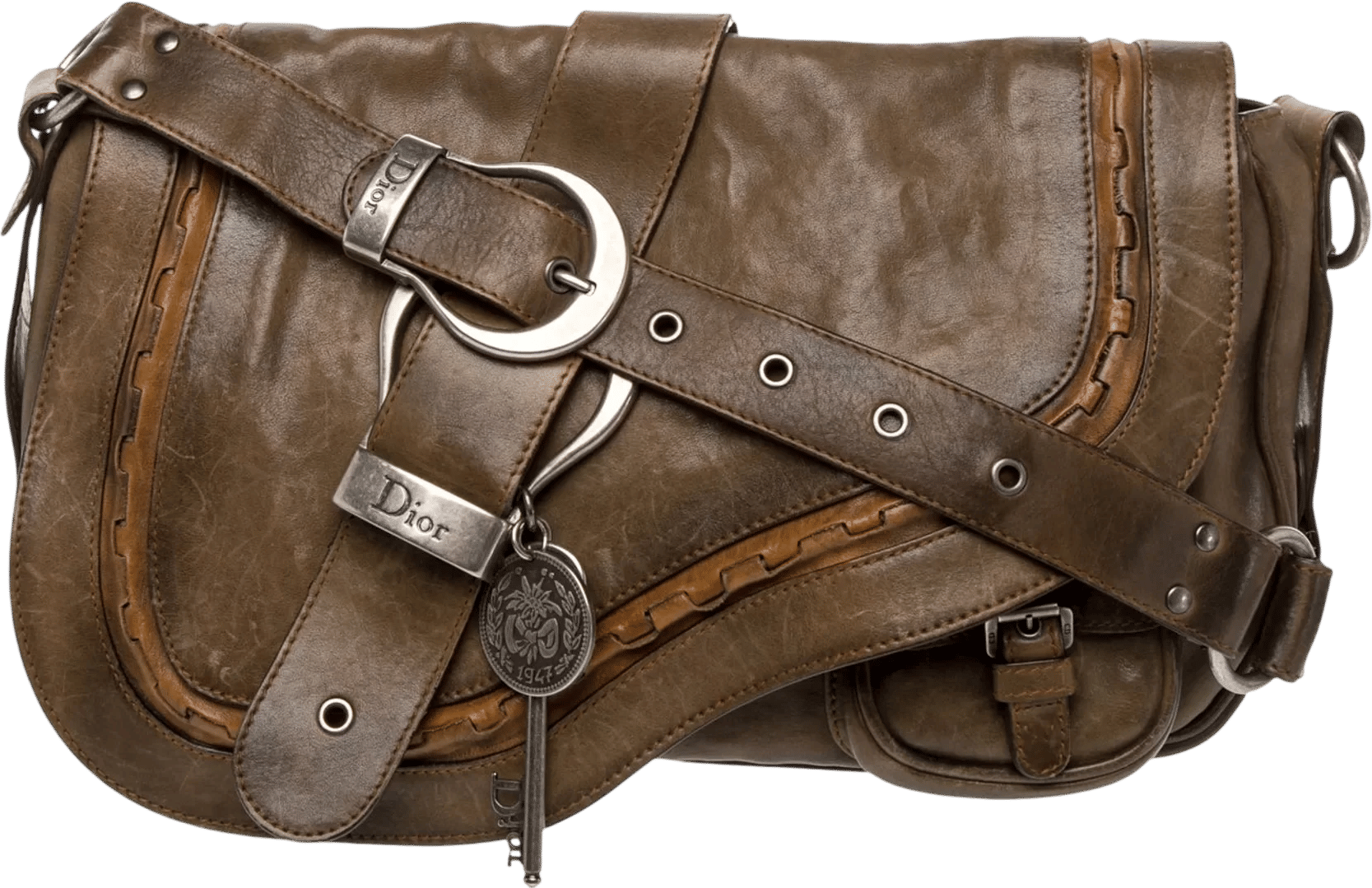 Christian Dior  Leather Gaucho Double Saddle Medium Vintage