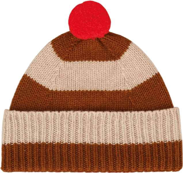 Jo Gordon Stripe Pompom Hat Cumin & Oatmeal