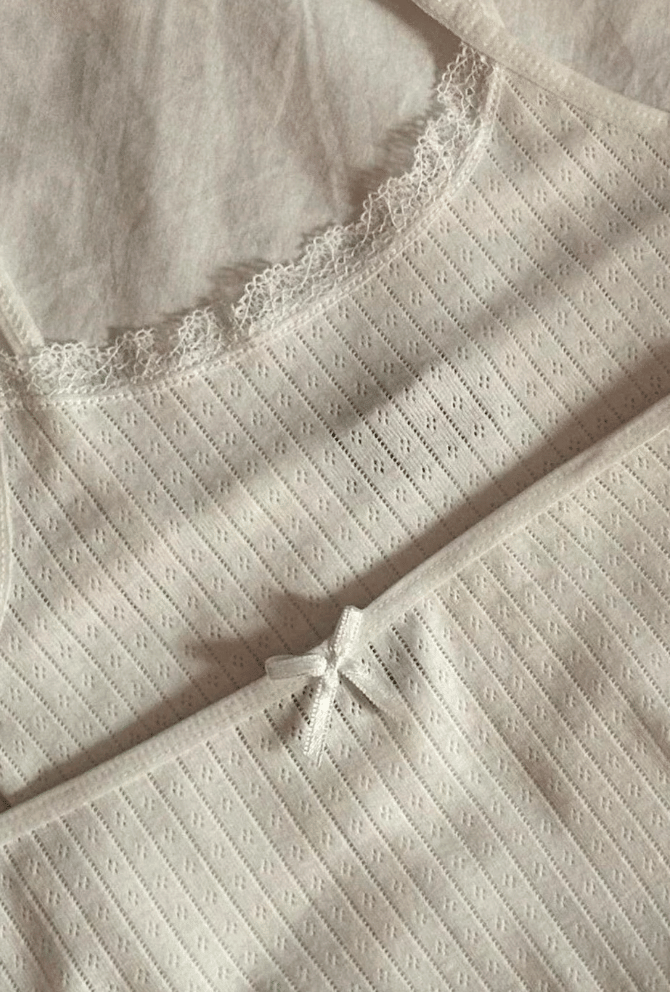 100% Cotton Organic White Pointelle Homewear Set