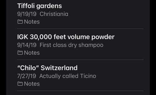Never deleting a single note from my notes app