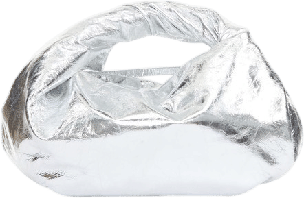 DRIES VAN NOTEN Twist silver metallic textured leather top handle bag