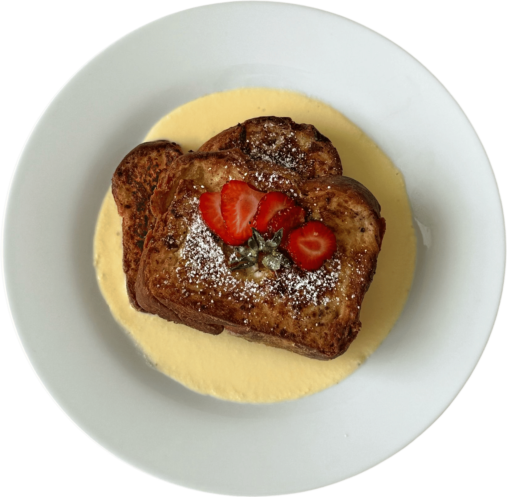 French Toast with Crème Anglaise and Strawberry Butter