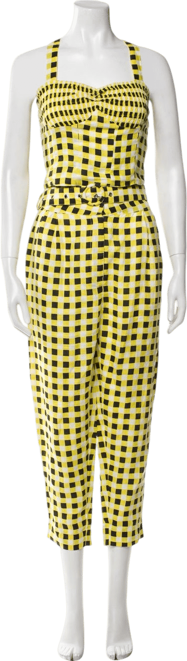 S/W/F Linen Plaid Pant Set S