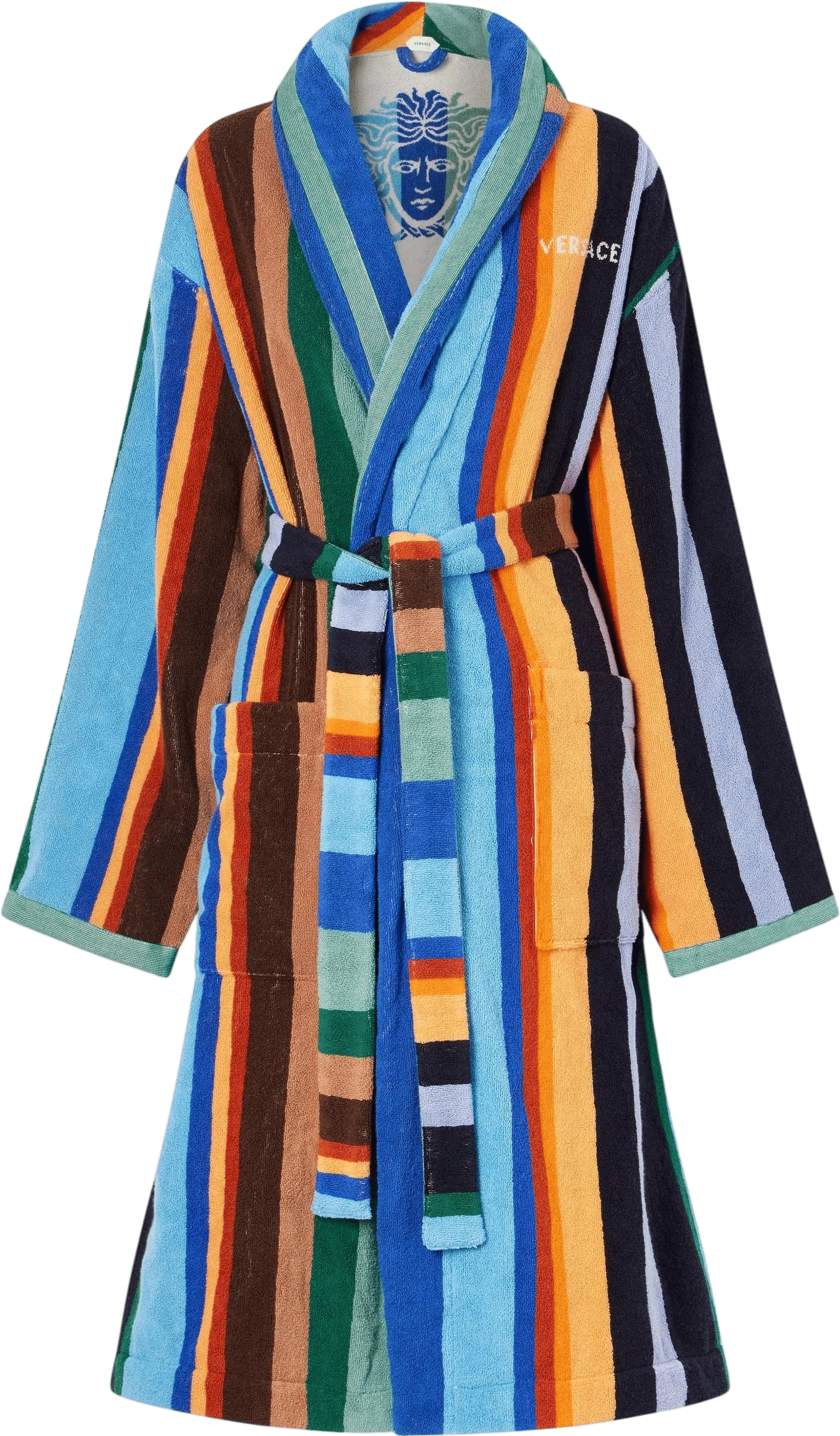 Medusa Striped Cotton-Terry Robe