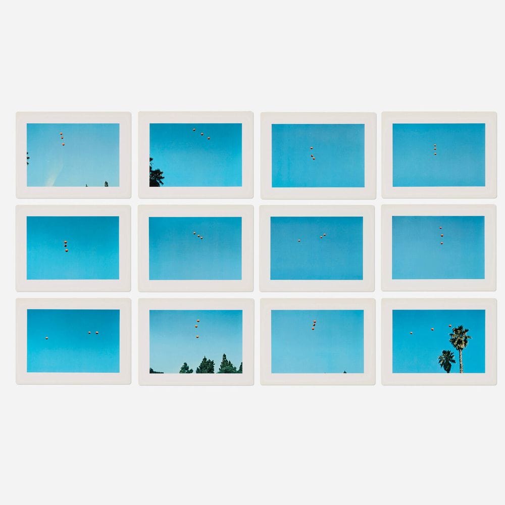 John Baldessari, Throwing Three Balls in the Air to Get a Straight Line (Best of Thirty-Six Attempts), 1973, Twelve Offset lithographs, 7 × 10 1/8 inches each