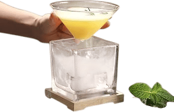 Stemless martini glasses with ice box