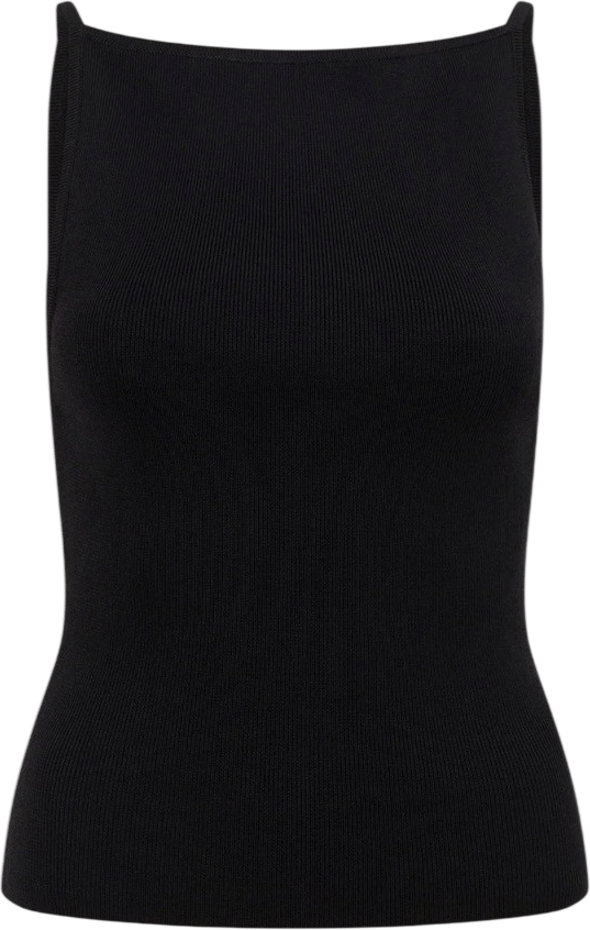Vireya Black Boat Neck Knit Top