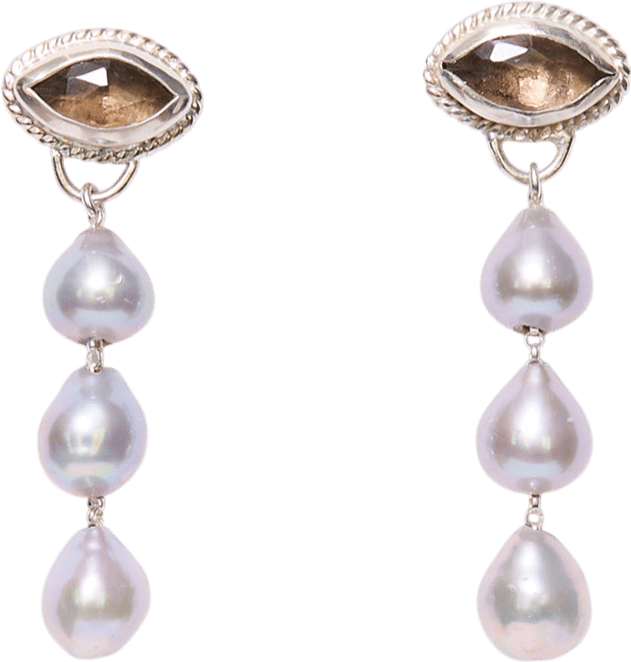 Chan Luu Gaze Tiered Earrings Grey Pearl