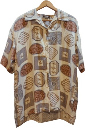Vintage Silk Abstract Print Short-Sleeve Shirt