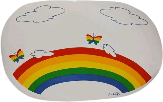 1980s Vintage Rainbow Placemat Butterflies Placemat Vinyl Placemat LGBTQ Pride