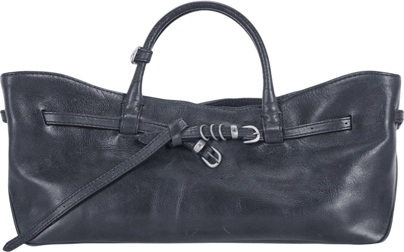 MARGE SHERWOOD GRANDMA Used Bag Navy Pull-Up Leather Tote Handbag K-Fashion