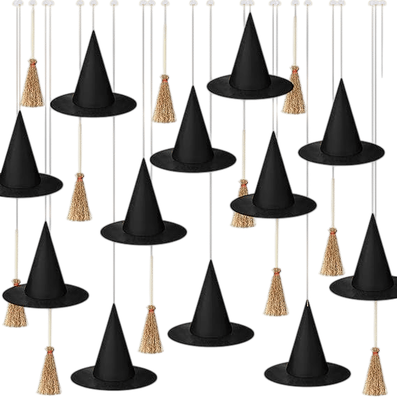 Mini Witch Hats & Brooms Halloween Decorations