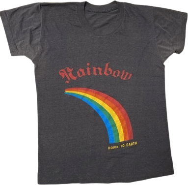 Vtg 70s RAINBOW DOWN TO EARTH Band T Shirt Single Stitch Black