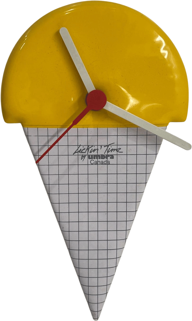 Vintage Ice Cream Cone Quartz Wall Clock “Lickin’ Time” by Umbra 80s Works