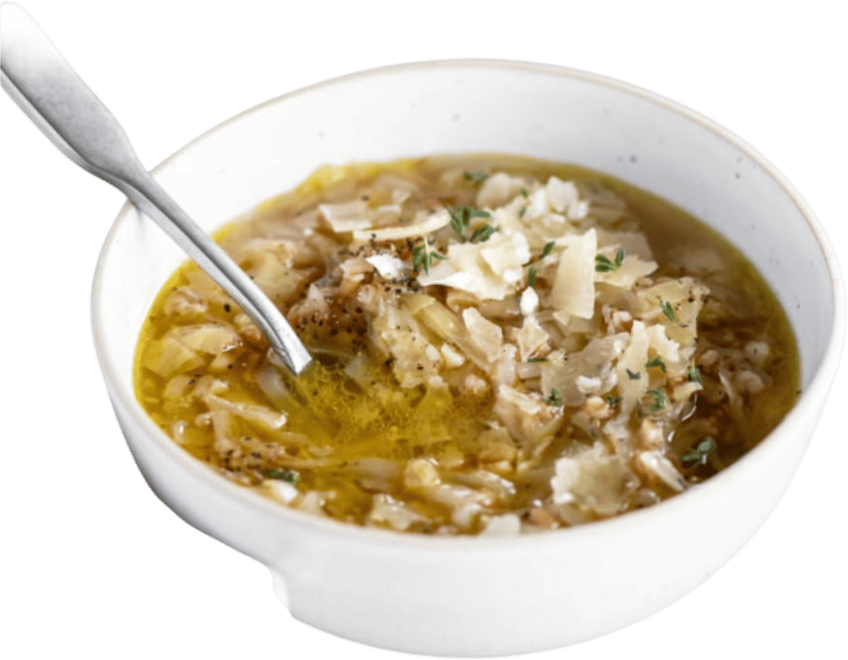 Cabbage, Onion, and Farro Soup