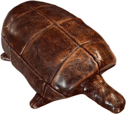 Vintage Leather Turtle Footstool
