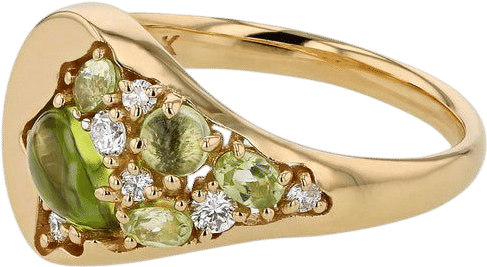 Sand Peridot Signet Ring