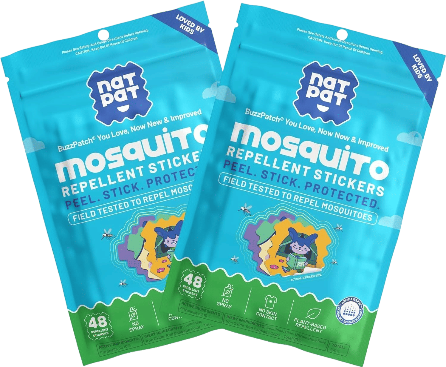 NATPAT BuzzPatch Mosquito Patch Stickers for Kids (2 Pack, 96 Units)