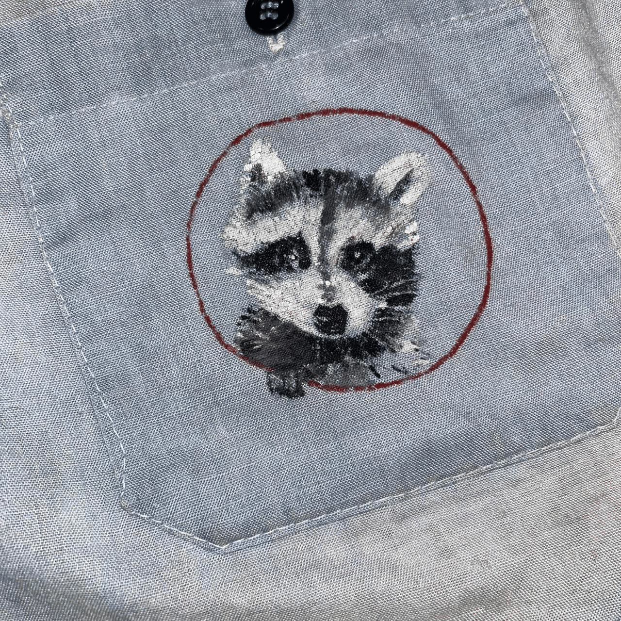 Vintage Raccoon Illustration Button Shirt