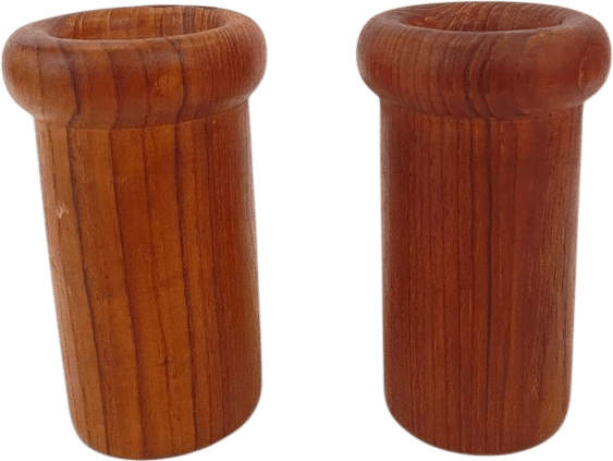 MCM Teak Wood Salt and Pepper Shakers