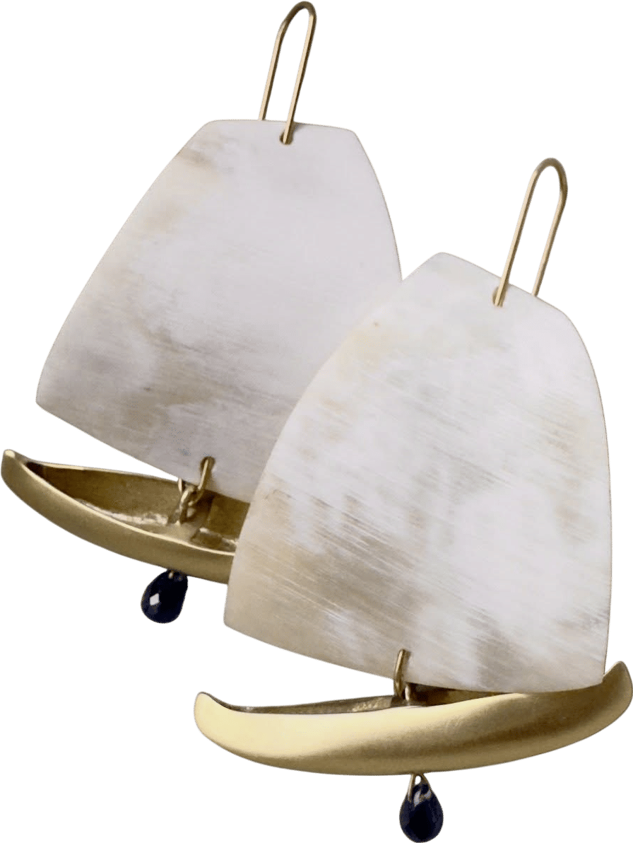 Gabriella Kiss white horn sailboat earrings