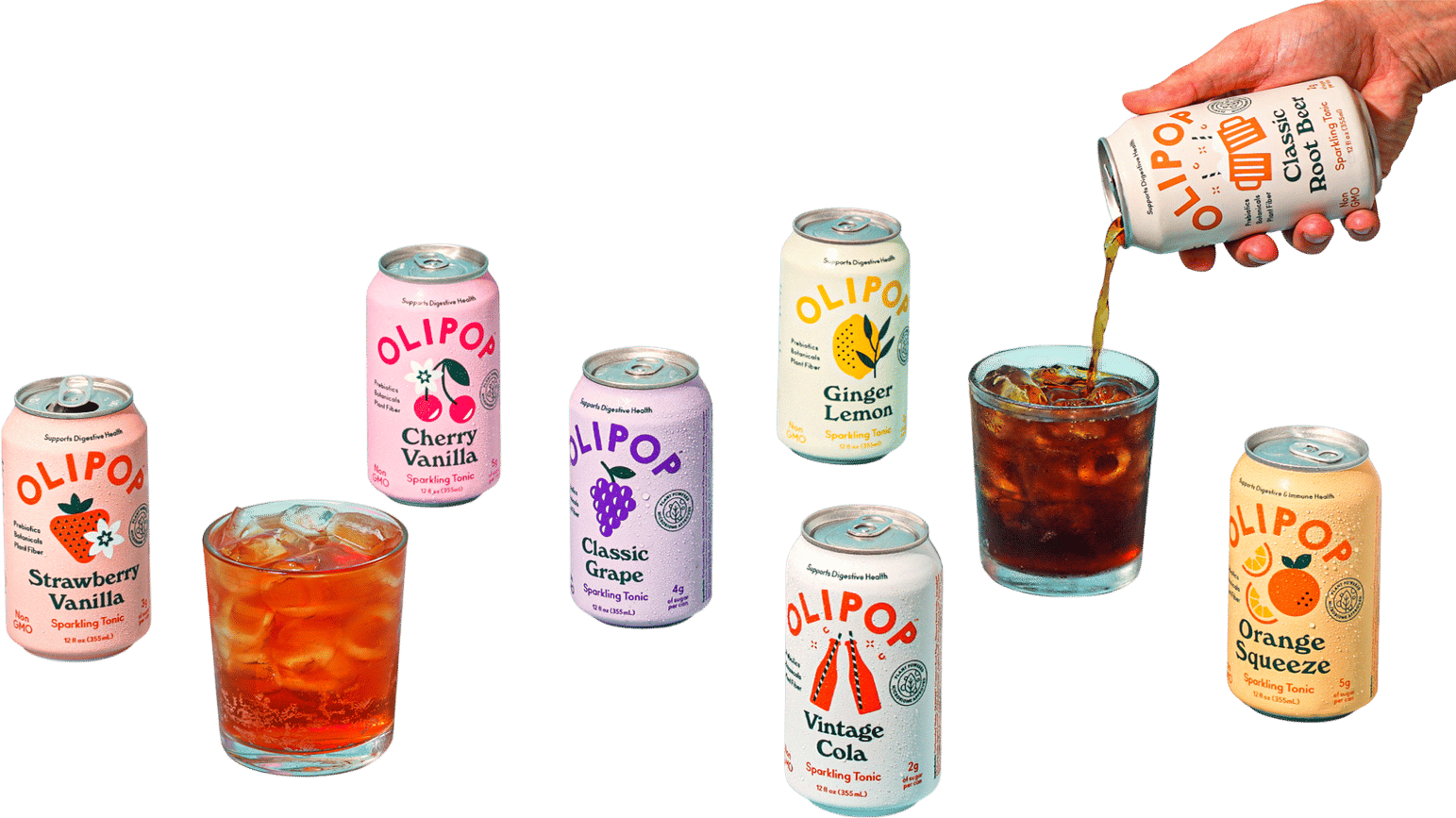 Olipop Root Beer, Cream Soda & Crisp Apple