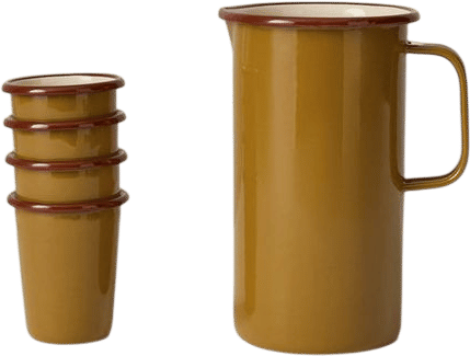 Contrast Rim Enamel Jug | Ochre/Chestnut