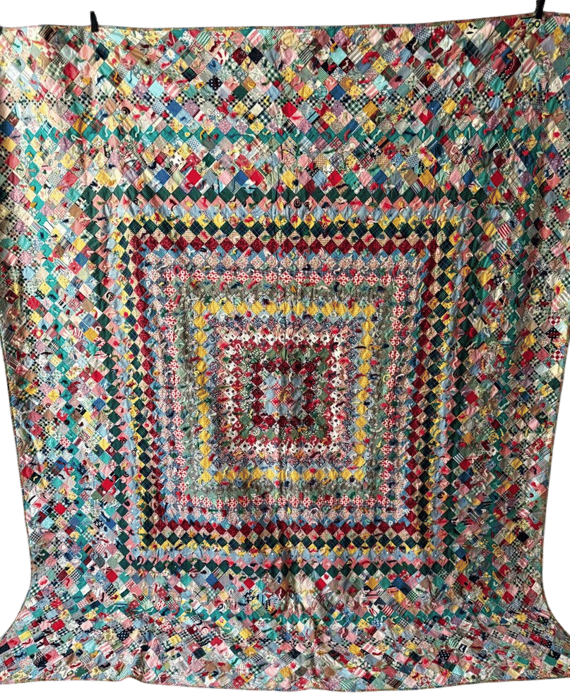 Vintage 1950/60s Postage Stamp Quilt Multi Colored Prints - Etsy