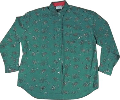 Vintage 80s Kyoto Kasuals Green Bird Print Button Up Shirt