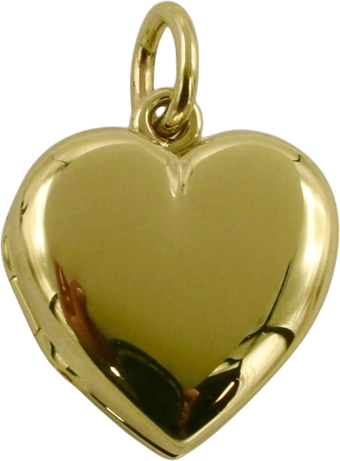 14K Yellow Gold Heart Locket Pendant Charm