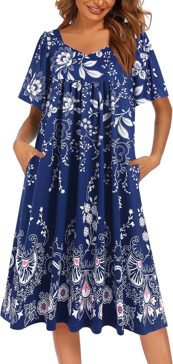 Ekouaer Womens Nightgown House Dress with Pockets