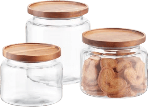 Acacia Lid Glass Jars