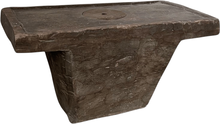 monoxyle wooden mortar sidetable