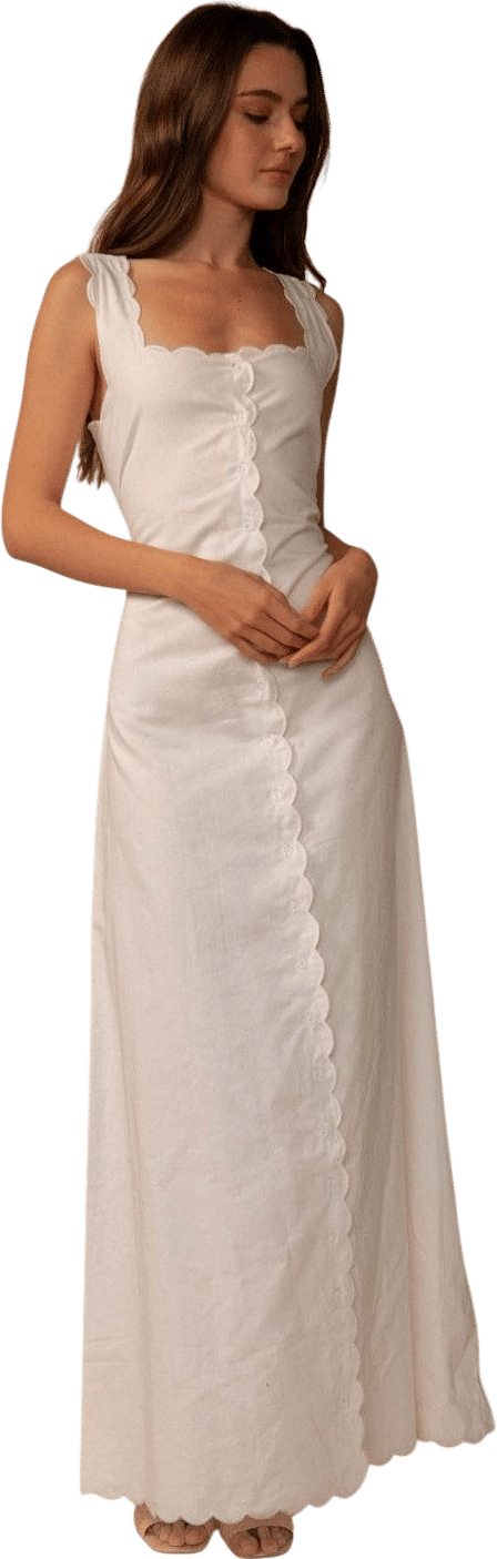 Montce White Elizabeth Scalloped Dress