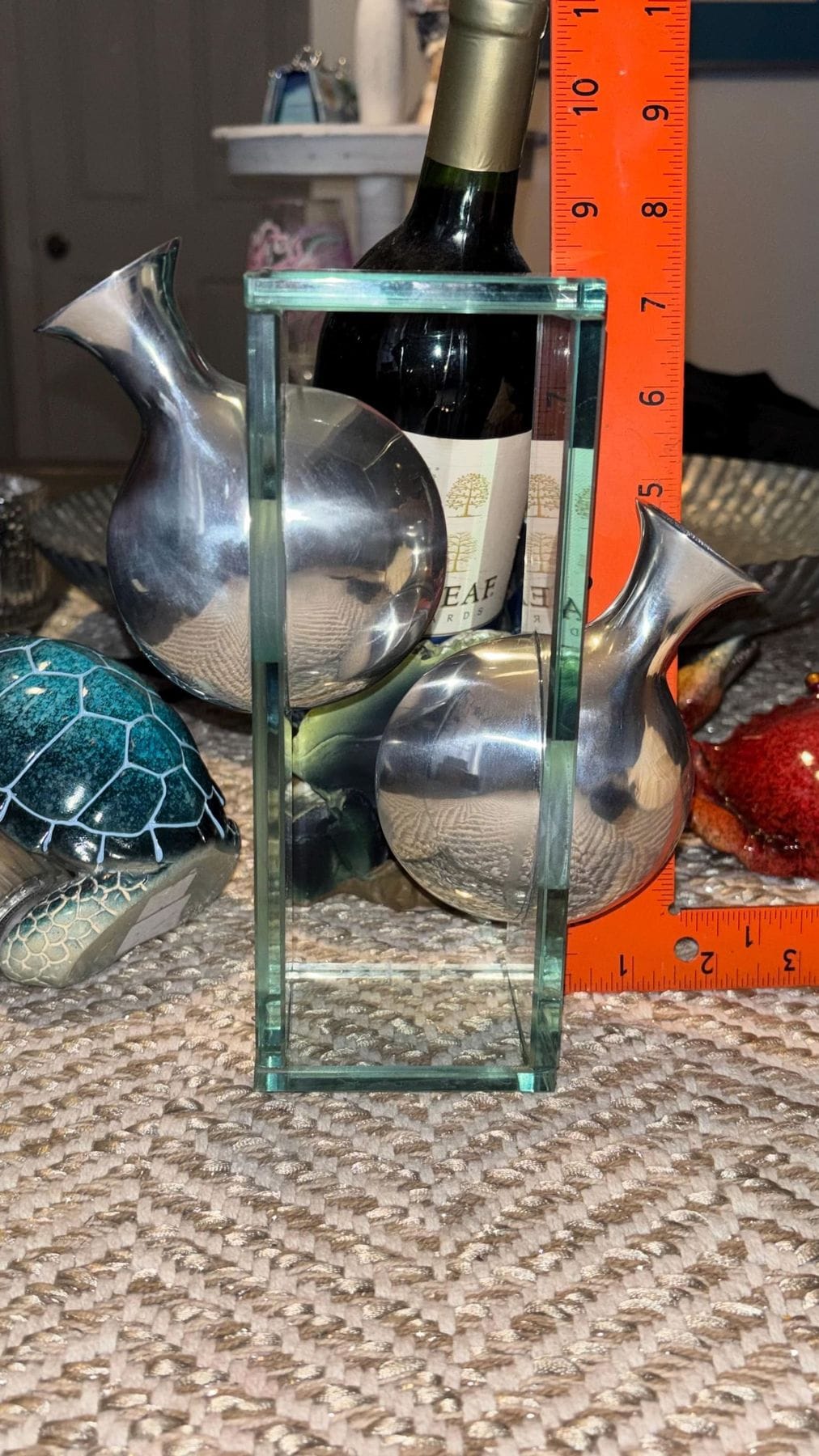 Modernist Vase in Polished Cast Aluminum and Glass