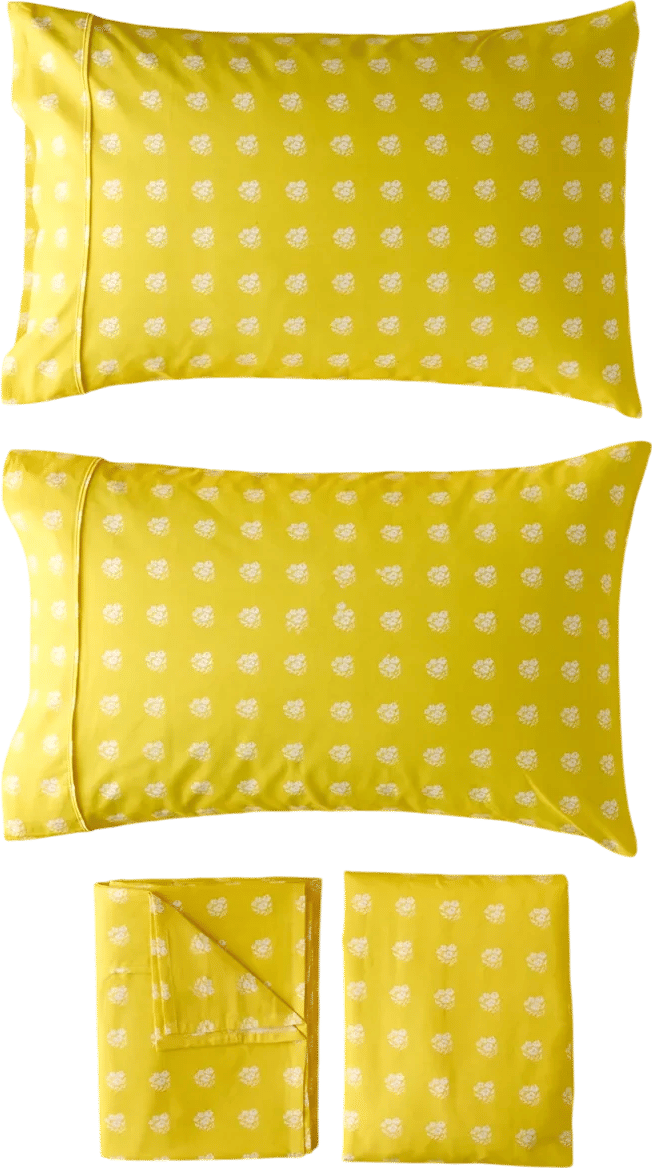 Posies On Yellow Brushed Cotton Sheet Set