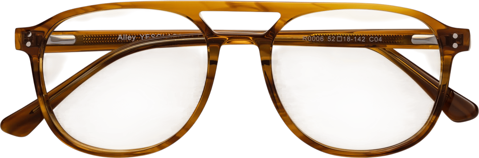 ALLEY Amber striped Double Bridge Reading Glasses